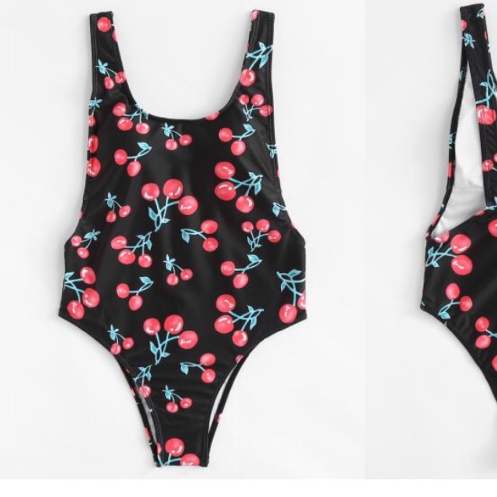 Fruit Print Low Back Swimsuit